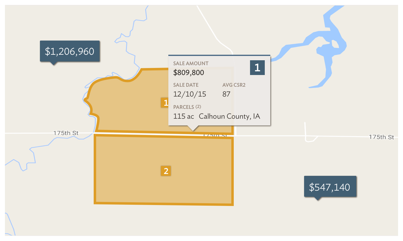 Sold Land Map Sale Comparables Example